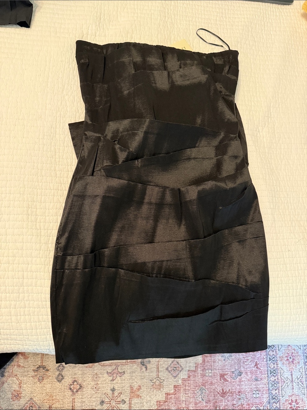 Classic Black Strapless Satin Evening Dress